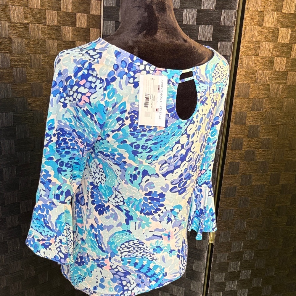 Lilly Pulitzer Vibrant Blue and Pink Blouse - Picture 2 of 2